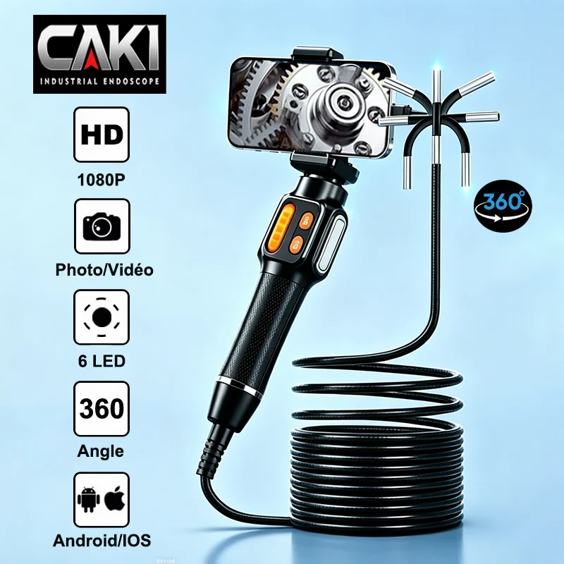 Typ-C 360 ° Zweiwege-Drehgelenk-Endoskopkamera HD 1080P für Kfz-Inspektion und Industrie mit LED für iOS und Android Image