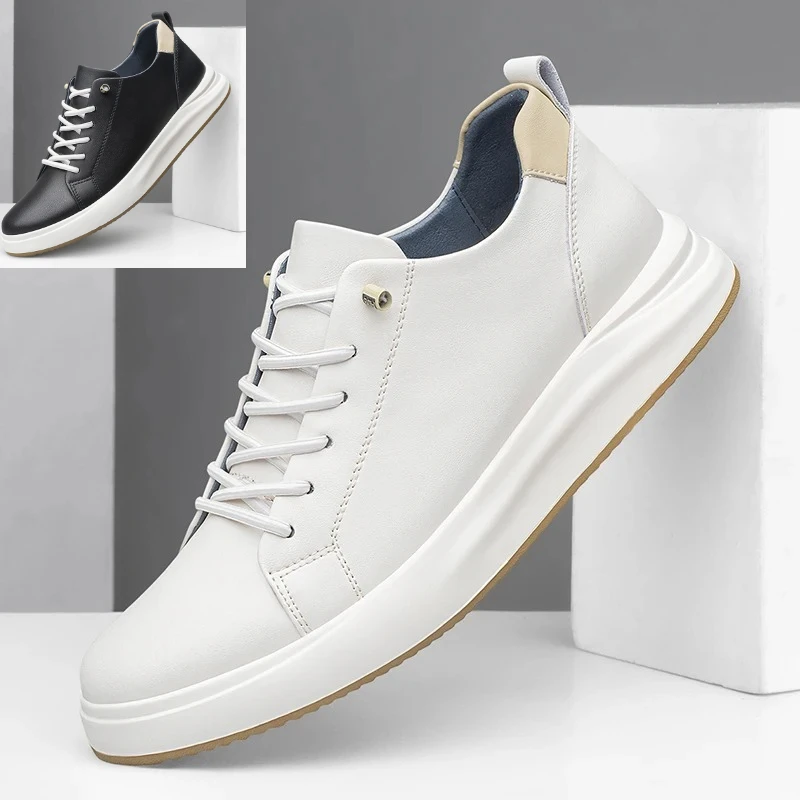 2026 Herren Echtleder Freizeitschuhe, Handgefertigte Schwarze Business-Schuhe, Komfortable Klassische Weiße Luxus-Herrenschuhe