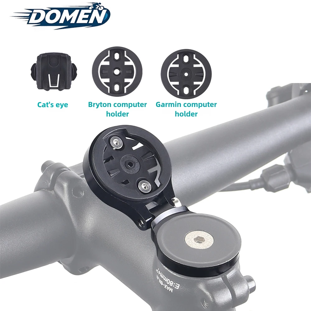 DOMEN Supporto per computer da bicicletta Supporto per cronometro per bici Supporto per computer con tappo superiore con attacco manubrio regolabile per Garmin Bryton Cateye Wahoo