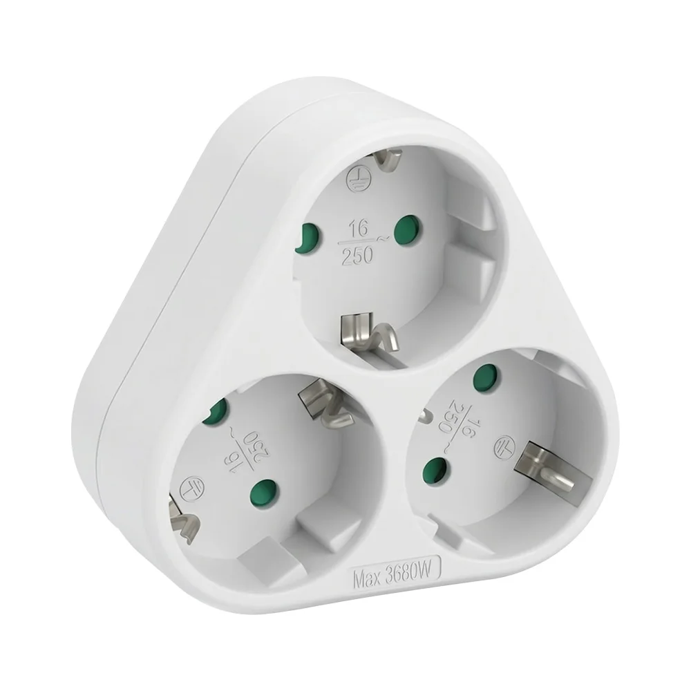 EU Socket ,Category F,Power strip,3 multi-outlet Type C,Three-Pronged Socket,Save Space,Max 3680W,for France