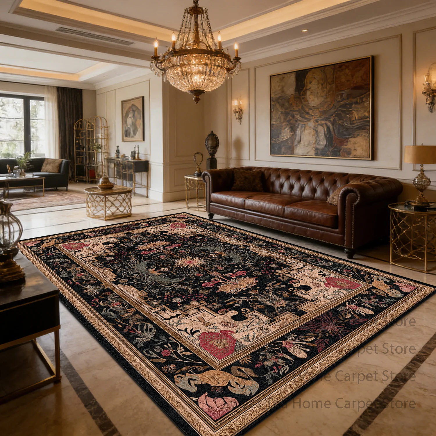 Nordic Retro Old style Large Living Room Carpet Decoration Home Washable Antiskid Bedroom Study Floor Mats Soft Plush Office Rug