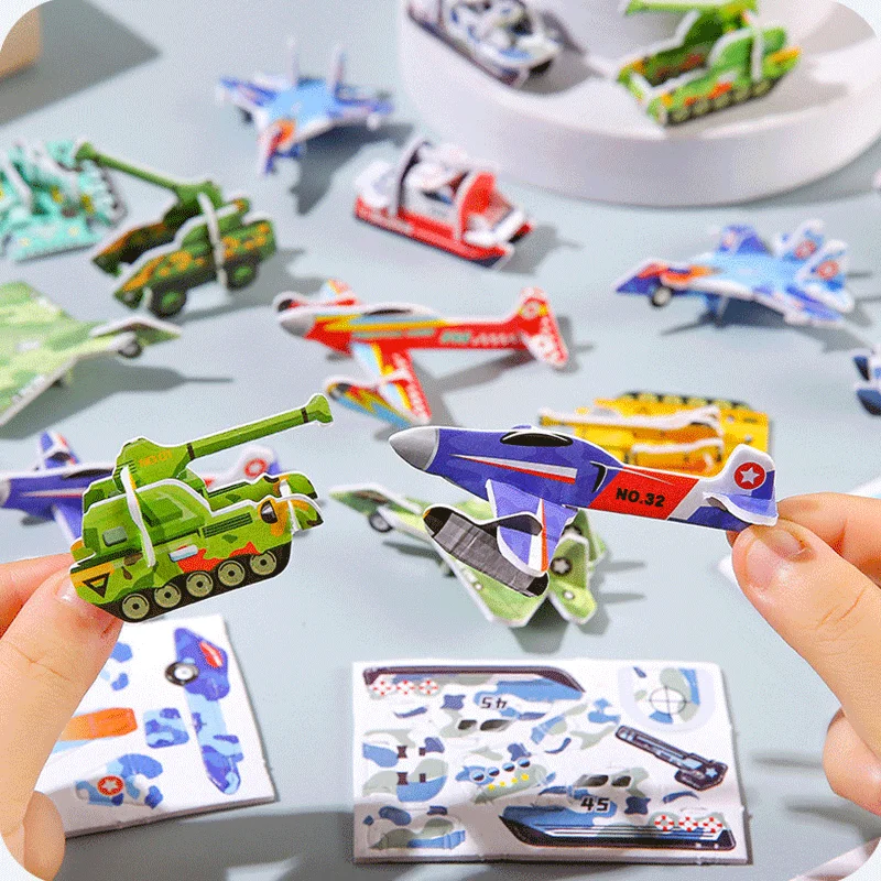 30-teiliges 3D DIY Mini-Puzzle für Kinder: Flugzeuge, Panzer, Tiere, Dinosaurier-Modelle, Papier-Puzzles, Frühpädagogisches Geburtstagsgeschenk für den Unterricht Image