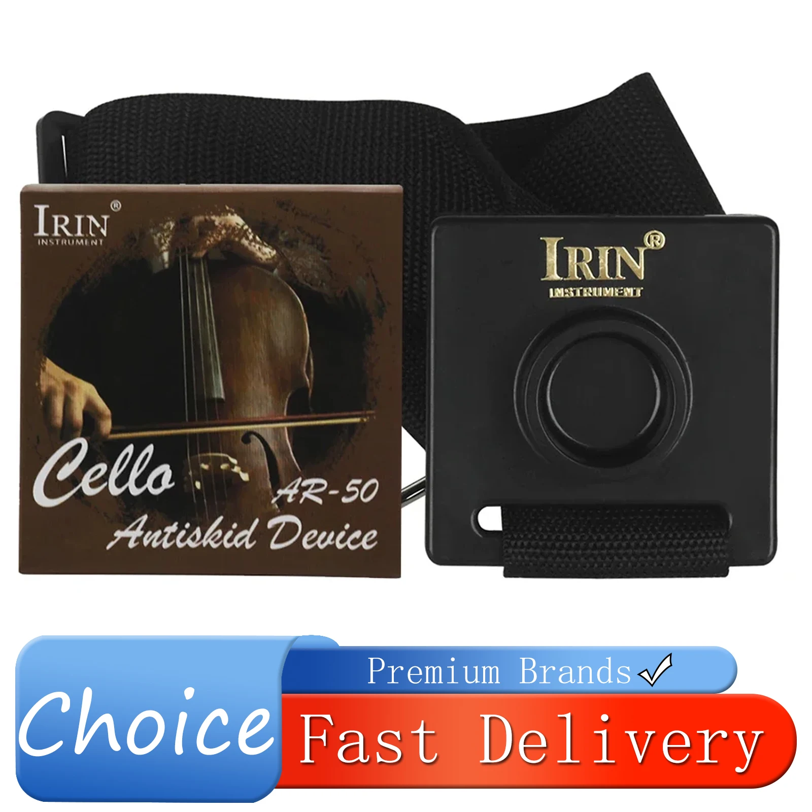 IRIN Cello Anti-Rutsch-Matte, Endpin-Stopper, Positionierungsständer, verstellbarer Anti-Rutsch-Gurt, verstellbare Unterlage mit Riemen, Cello-Zubehör Image