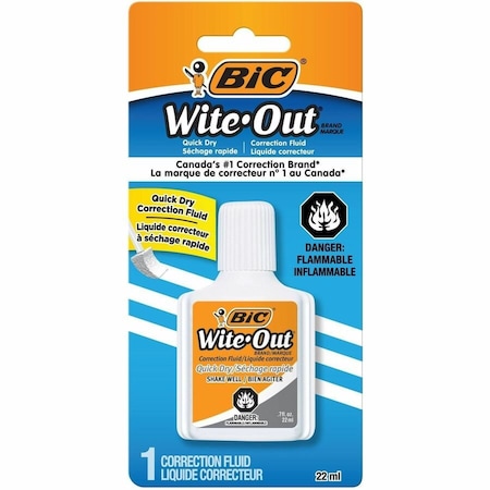 BIC WOFQDP1WHI Wite-Out Quick Dry Correction Fluid, Foam Applicator, 20 ml,