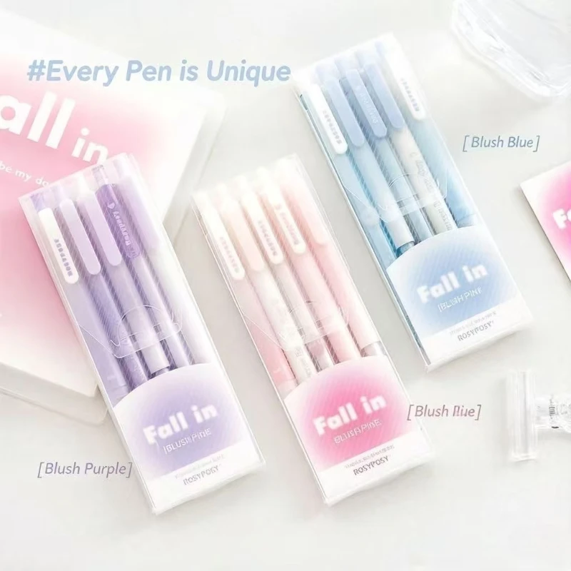 Kawai Farbverlauf-Rouge-Stift-Set Mädchenherz Druckknopf-Pinselstift Neutral Niedliche Schreibwaren Bürozubehör Image
