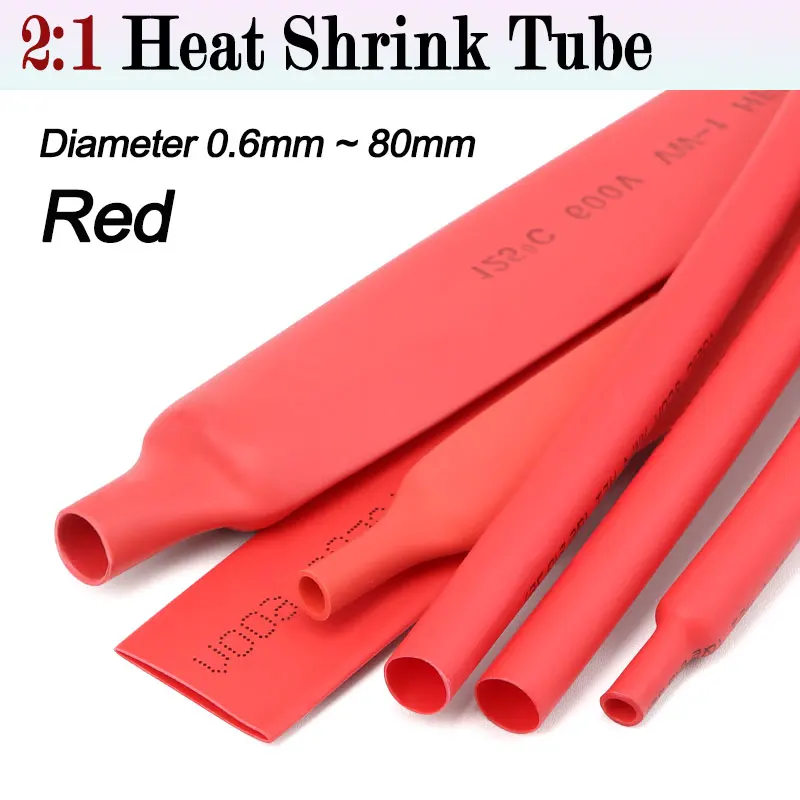 3/5 m, rot, Schrumpfverhältnis 2:1, Schrumpfschlauch, Durchmesser 0,6 mm ~ 80 mm, isolierter Kabelschutz, Steckverbinderhülse, DIY-Wickeldraht