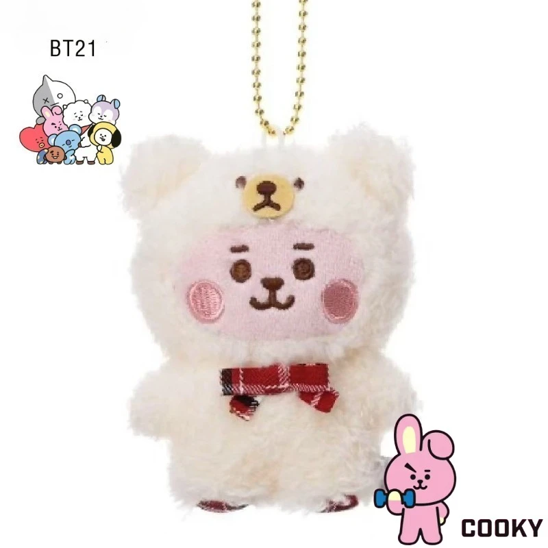 Portachiavi con bambola di peluche BT21, merchandise anime, cartone animato, carino, creativo, Kawaii, per ragazzi e ragazze, ciondolo per zaino, idea regalo.