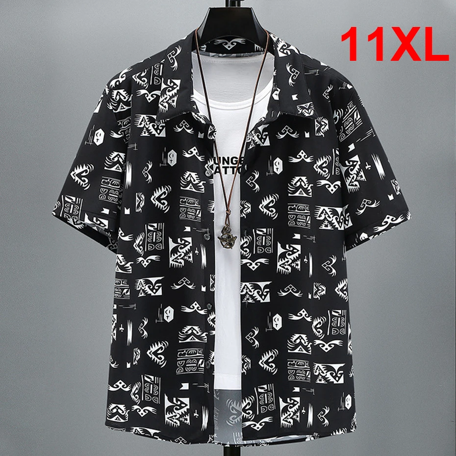 Sommer hemd Männer plus Größe 10xl 11xl Stretch hemd Hip Hop Streetwear Kurzarm hemden Sommer bluse große Größe 10xl