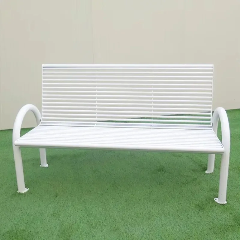 Factory Customized Outdoor Leisure White Comfort Bench Decorative Garden Metal Outdoor Bench