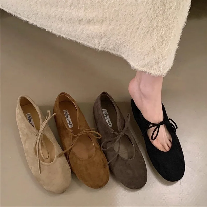 2026 fashion bowknot women's flat shoes, casual women's shoes, soft-soled shoes, round-toe women's flat shoes, slip-on shoes