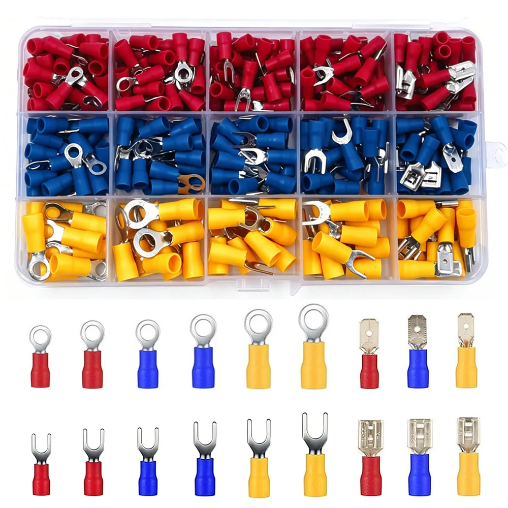 300-teiliges Isoliertes Kabelklemmen-Set, Ring- und Gabelklemmen 0,5-6mm² (22-10AWG) für Auto- und Elektroverkabelung M3/4/5/6 Image