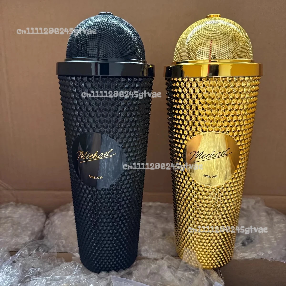 Neues Mikrofon-Design Michael Jackson Wasserbecher Schwarzer Goldener Becher Kreatives Sammlerstück Geschenk Souvenir Image