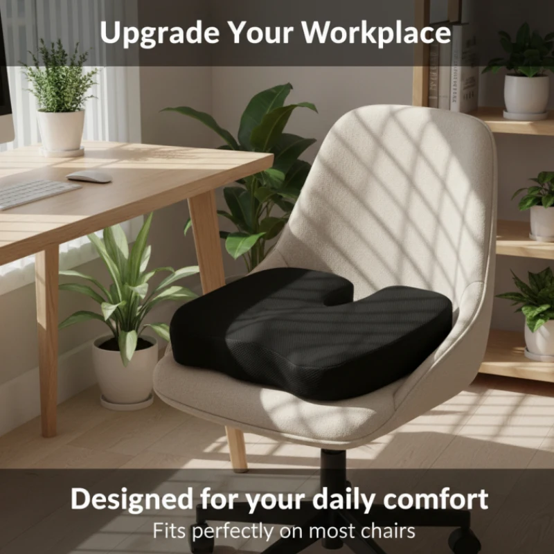 Rutschfeste Gel-Memory-Foam-Steißbeinkissen Ergonomische Druckentlastungsauflage für Bürostuhl Auto Langzeit-Sitzkissen Image