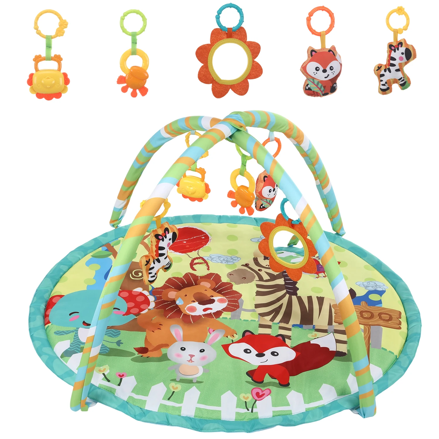 4 in 1 Krabbelmatte Krabbeldecke Spielmatte Spielbogen Baby Erlebnismatte Bällebad, Fitness Krabbeldecke Spielecke 93x83×50cm Image