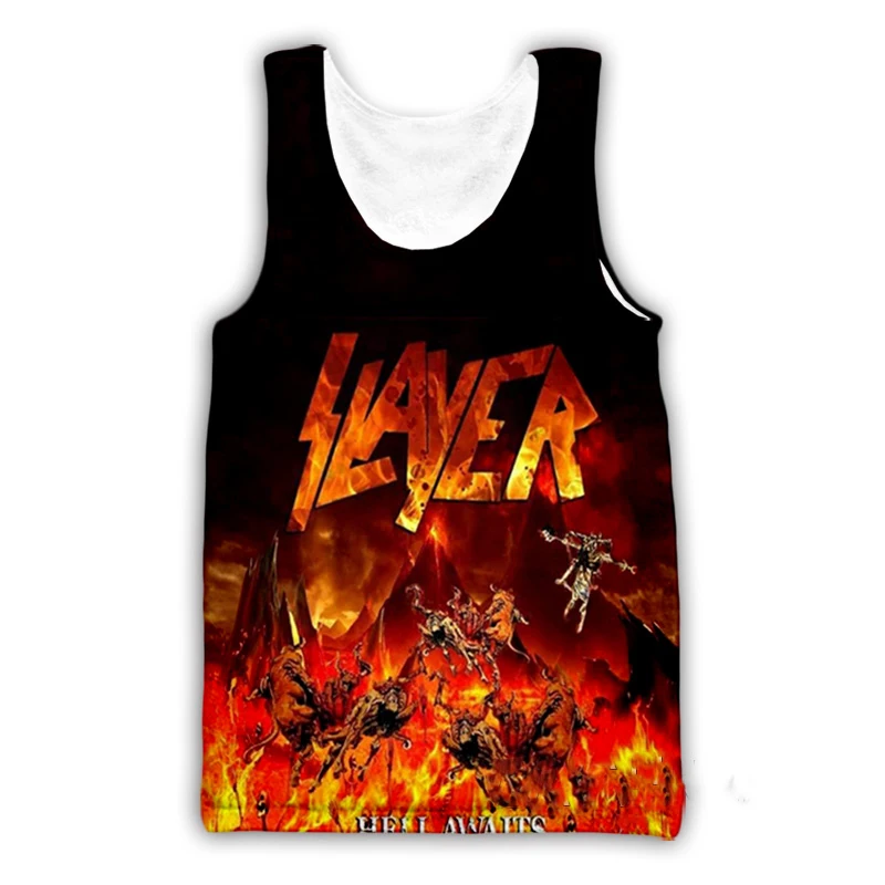 Slayer Rock Band 3D-Druck Tanktops Herren Damen Streetwear Hip Hop Übergroße Fitness Gym Weste Sport Ärmellose Tops Herrenbekleidung Image