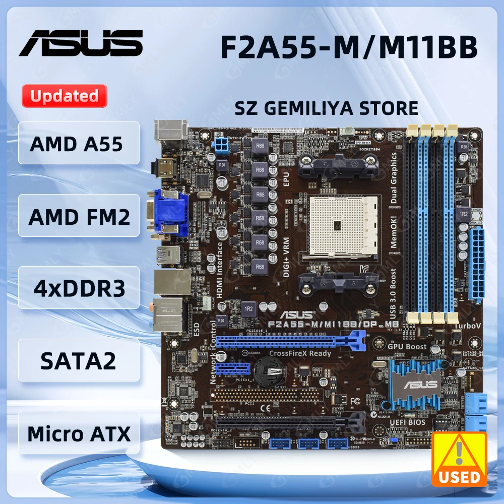 ASUS F2A55-M Motherboard F2A55-M/M11BB Sockel FM2 DDR3 64 GB AMD A55 unterstützt A4-5300 A8-6500B A4-7300 A10-6700 A4-530 CPU Image