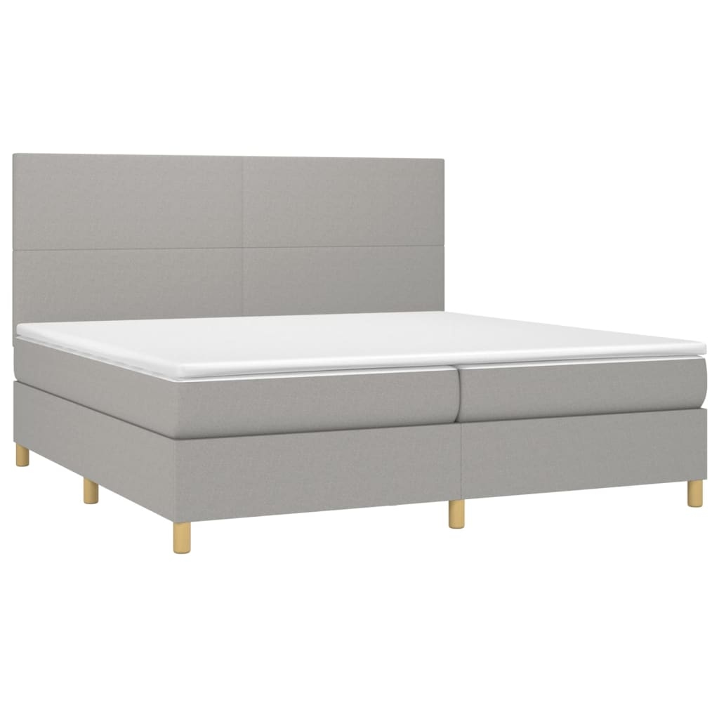 Décoshop26 - LED-Bettgestell mit Lattenrost Kopfteil Matratze und Matratzenauflage 200 x 200 cm hellgrauer Stoff TDL0207791 Image