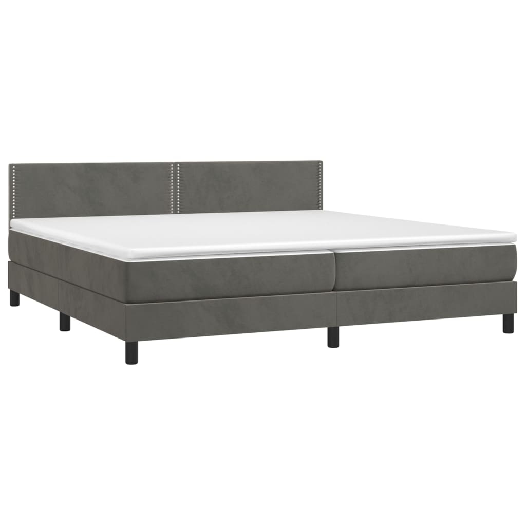 Décoshop26 - LED-Bettgestell mit Lattenrost Kopfteil Matratze und Matratzenauflage 200 x 200 cm dunkelgrauer Samtstoff TDL0207684 Image