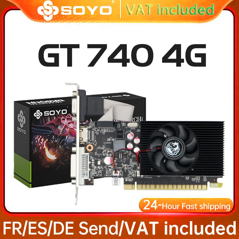 Grafikkarten SOYO NVIDIA GT740 4G GDDR3 128 Bit HDMI + DP + DVI Grafikkarte für Desktop-Computer, Spiele-Computerkomponenten, GPU GT Image