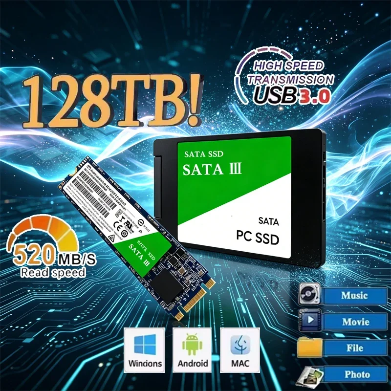Solid-State-Drive (SSD) für PC, Laptop, Mikrocomputer, Desktop, 2,5 Zoll, hohe Geschwindigkeit, 500 GB, 1 TB, 2 TB, interne Festplatte, SATA3 Image