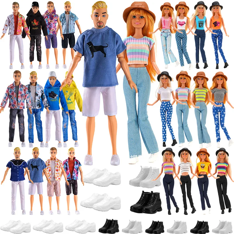 30 cm Puppe Kleidung Für Puppen Mode Hemd + Hosen Hut Schuhe Mantel Kleidung Für Mädchen Puppen Junge kinder Geschenk Puppe Haus Zubehör Image