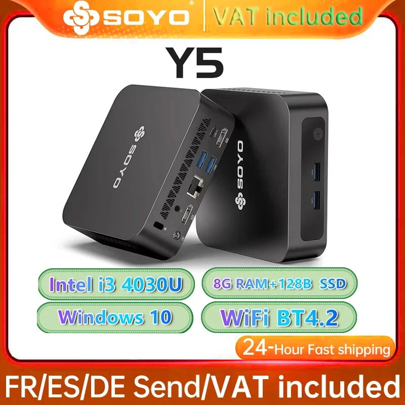 SOYO Mini-PC Y5 Intel i3 4030U 8 GB RAM 128 GB ROM Windows 10 WiFi BT4.2 Desktop-Computer
