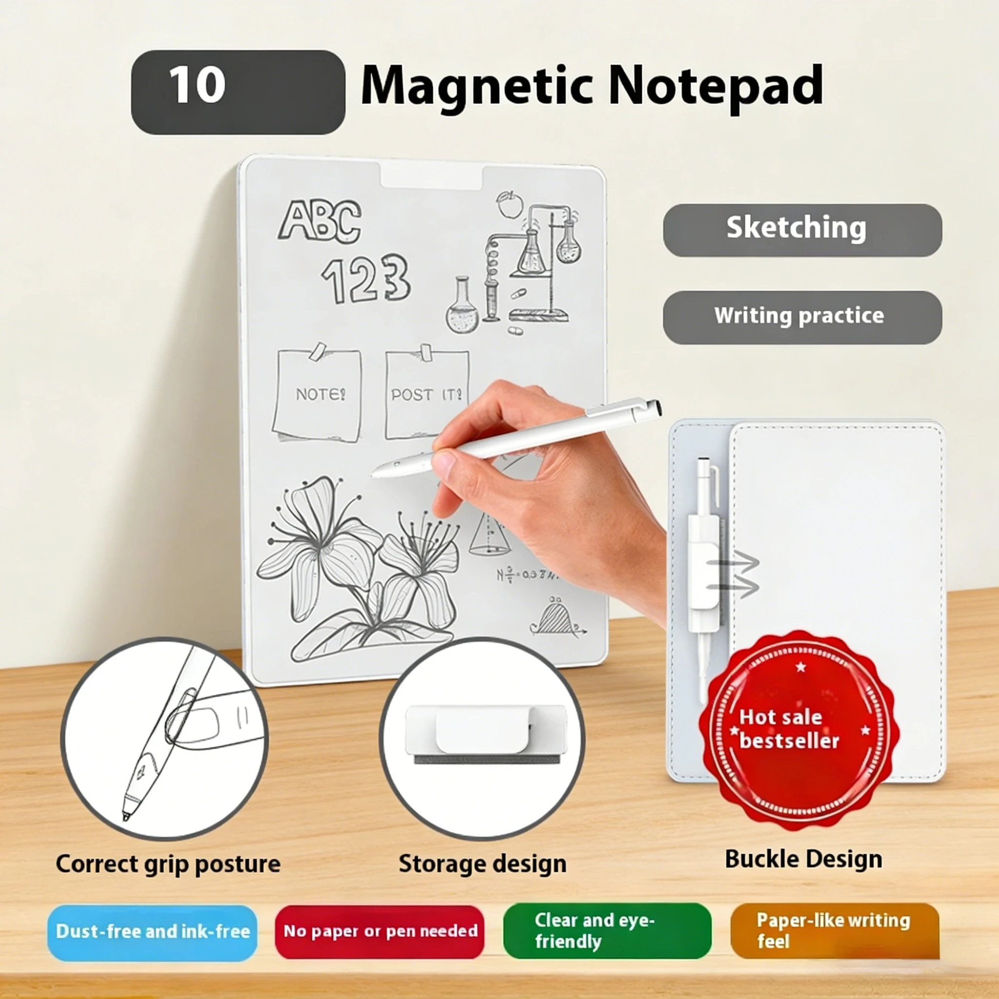 2StileMagnetic Whiteboard mit löschbaren Bereichen, PVC-Rahmen mit abgerundeten Ecken, Memoboard und Zeichenübungstafel für Kinder Image