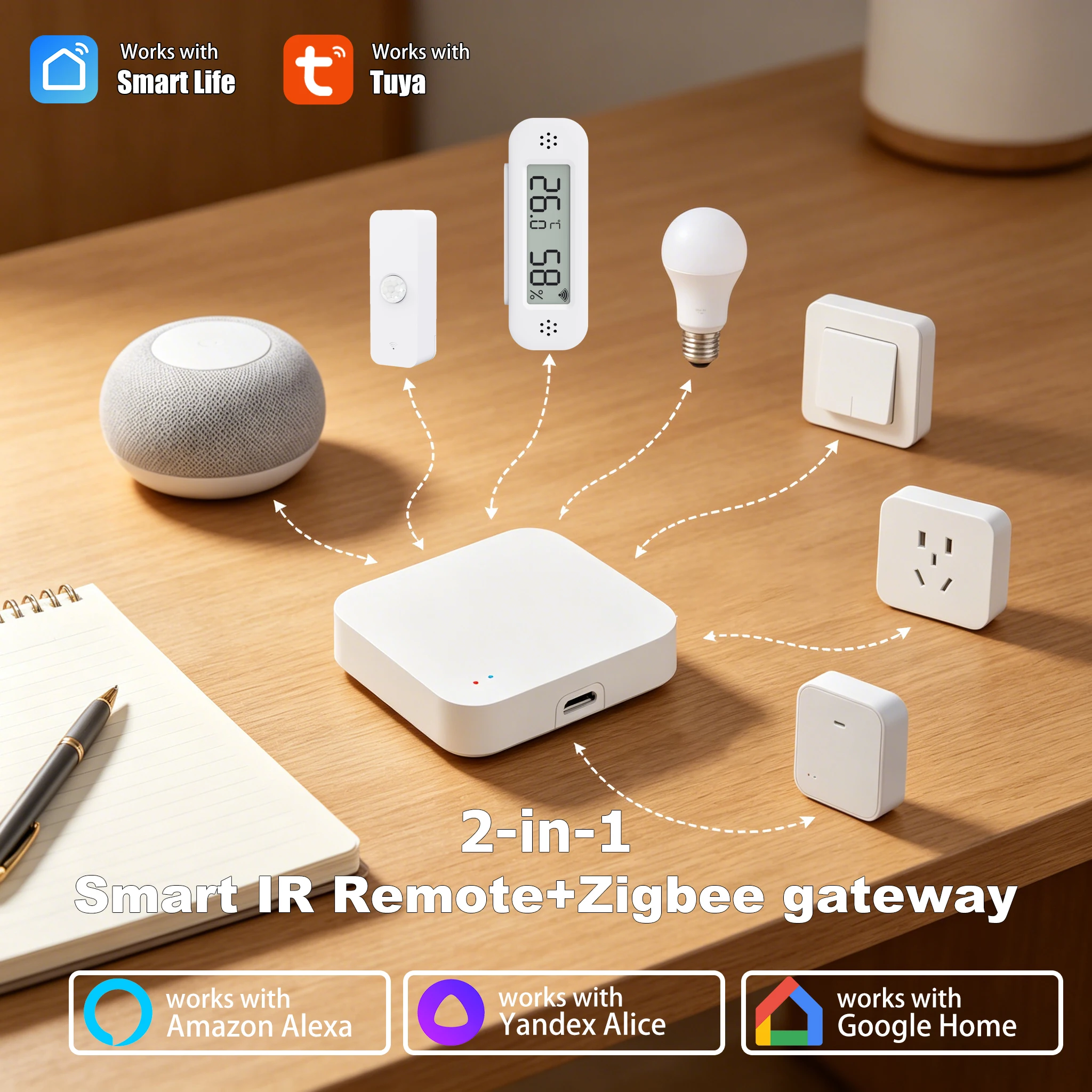 Tuya Zigbee 3.0 Gateway IR-Fernbedienungs-Hub WLAN-Mesh-Bridge für Alexa Google Smart Life Image