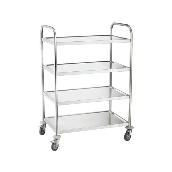 Luxor Servierwagen mit 4 Etagen 200 kg Tragkraft silber, 125x52.5 cm