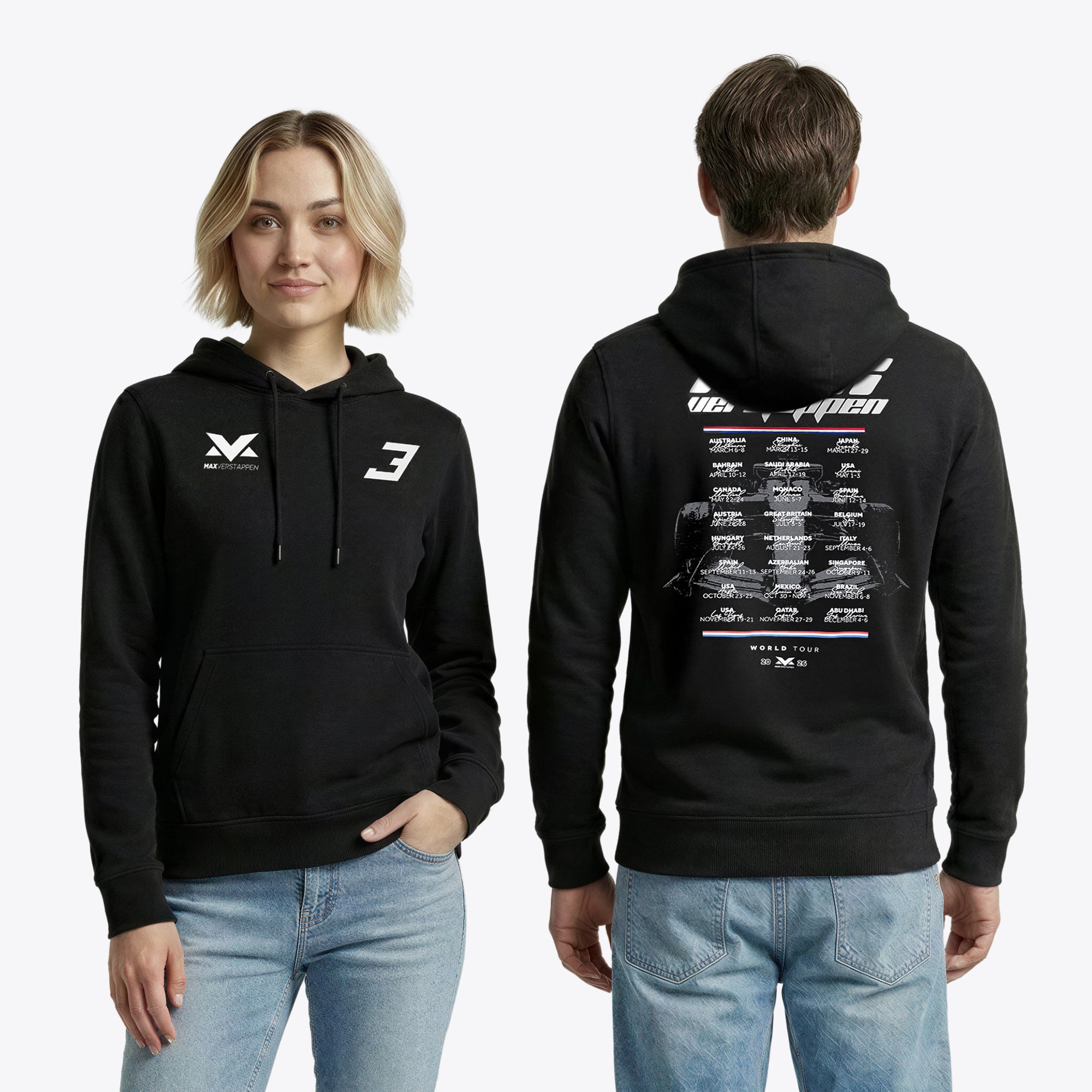 Sweat à capuche MV World Tour - Noir - unisexe Taille: 2XL