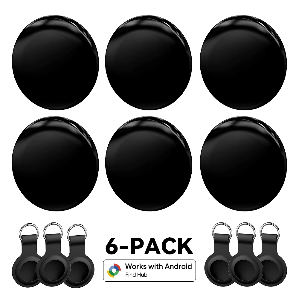 6er-Pack Global Location Positioning Tracker funktionieren mit Google's Find Hub App, Schlüssel- und Gepäck-Ortungsgerät gegen Verlust für Android-Geräte mit GMS. Image