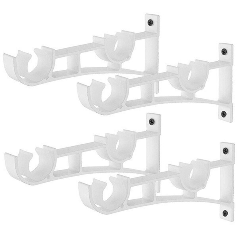 Set Di 4 Aste Per Tende In Metallo Resistente, Staffa Per Asta Per Tende, Supporto Doppio Per Asta Per Tende, Supporto Per Tende, Staffa Per Asta Per Tende In Alluminio, Supporto Per Asta Per Tende