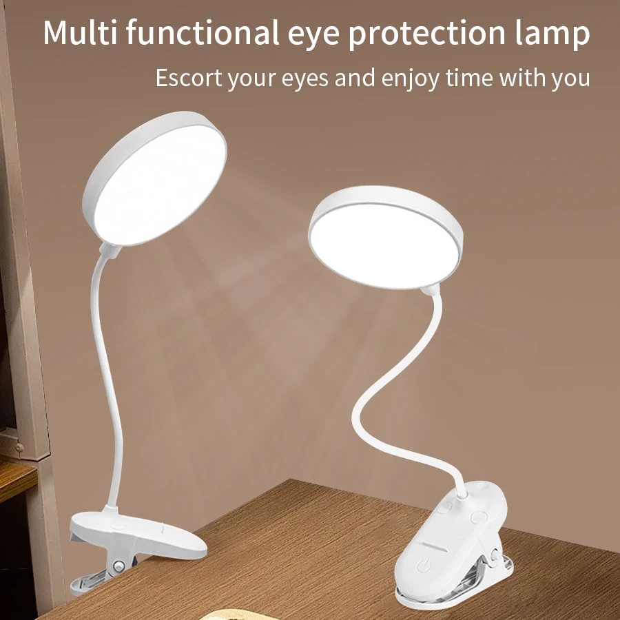 LED-Klemmleuchte 360 ° Flexibles, dimmbares USB-Leselicht mit Telefonhalterung und Augenschutz für Studenten