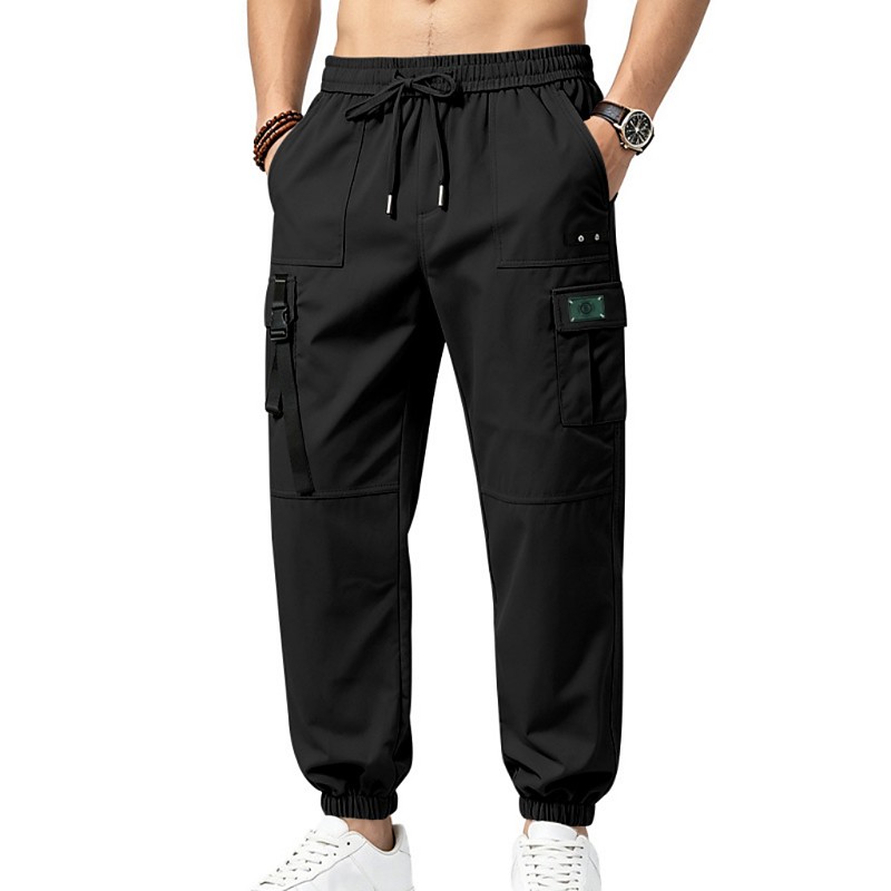 Men's Cargo Pants Joggers Trousers Drawstring Elastic Waist Multi Pocket Solid Color Windproof Comfort Daily Outdoor Holiday Streetwear Stylish Khaki Black Inelastic - lightinthebox.com