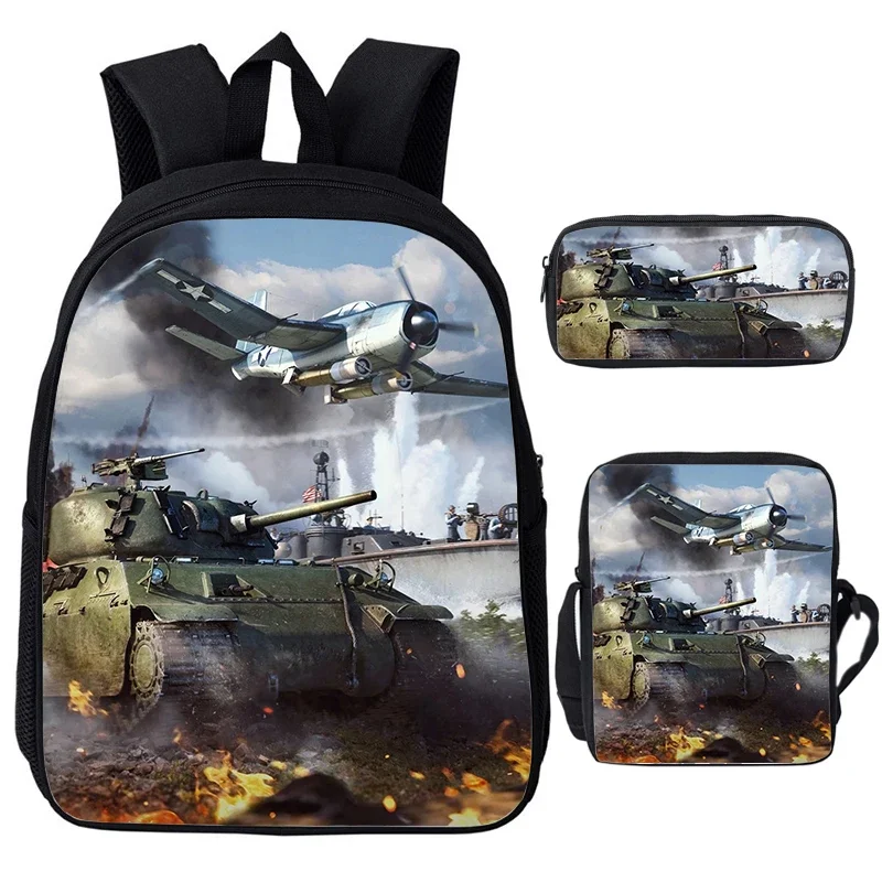 3 pièces ensemble jeu Anime guerre tonnerre sacs d'école combat réservoirs imprimer sacs à dos pour l'école adolescent filles garçons World of Tanks sac à dos