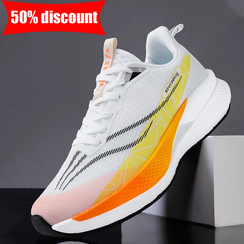 Mens Sports Shoes Breathable Lace Up Daily Fitness Comfortable Jogging Shoes Elastic Fitness Speciality Outdoor Training Shoes