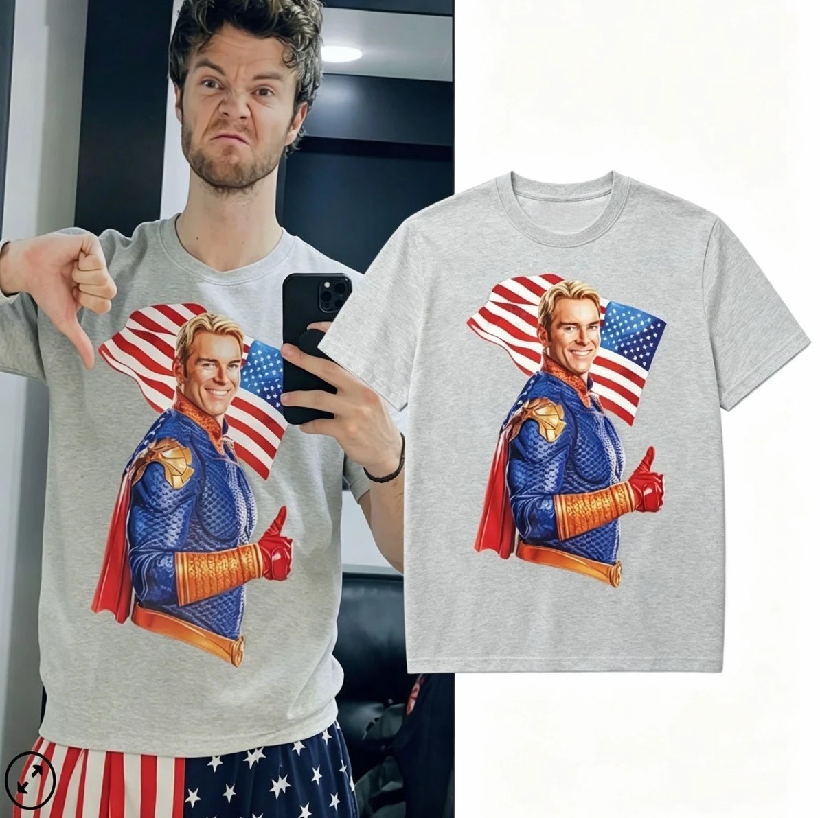 American TV The Boys Homelander Grafik-Baumwoll-T-Shirt, Unisex, Sommer, kurzärmelig, modisches Marken-T-Shirt, luxuriöses, lässiges Vintage-T-Shirt Image