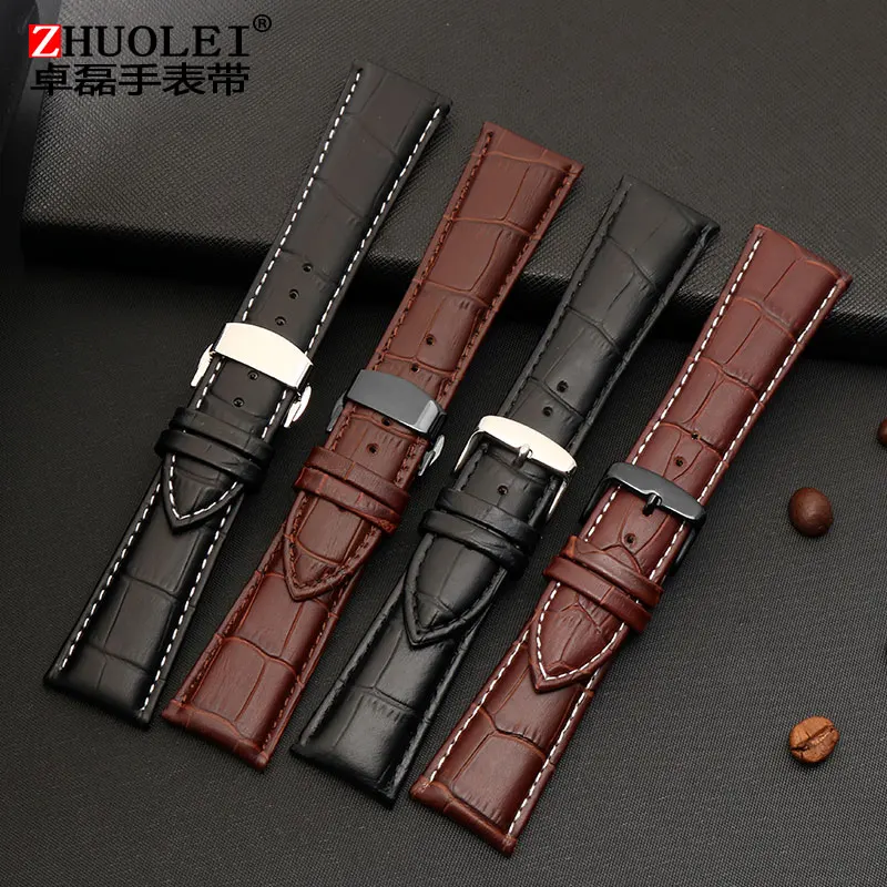 Uhrenarmband 22 23 mm 24 mm 26 mm 28 mm große Breite Schwarz Braun Herren Alligator Rindsleder Uhrenarmband Band Armbänder kostenloser Versand