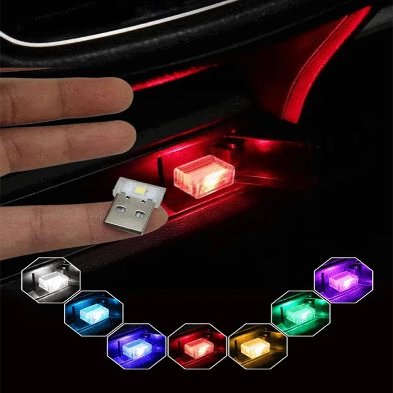 1/3pcs Mini USB LED Car Light Auto Interior Atmosphere Light Emergency Lighting Light PC Auto Colorful Decorative Lamp Car