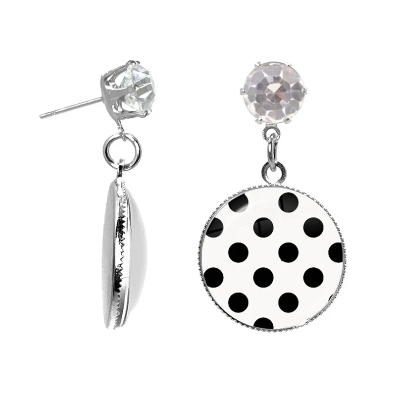 Neue Koreanische Stil Candy Farben Süße Polka Dot Runde Glas Kunst Ohrringe Klassische Einfache Geometrische Ohrringe für Frauen Mädchen Image