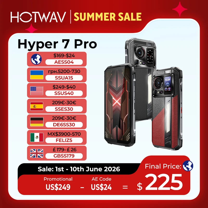HOTWAV Hyper 7 Pro 5G Robustes Telefon 200MP Android 14 6,6'' FHD+ 120Hz Smartphone 36(16+20)GB 256GB 10800mAh 33W Mobiltelefon Image