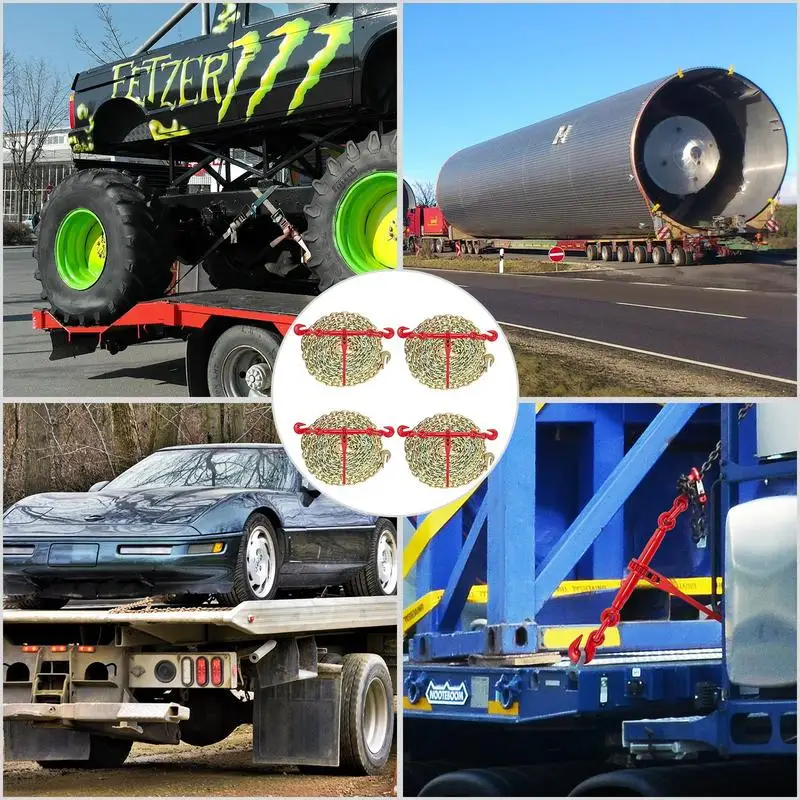 Kettengurt-Set 10-13 mm 4,18 t, Kette 10 mm×3 m mit G70-Haken für LKW-Transport und Abschleppen Image