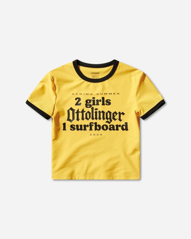 Women S 2 Girls 1 Surfboard T-shirt / Black - Yellow - OTTOLINGER Tops
