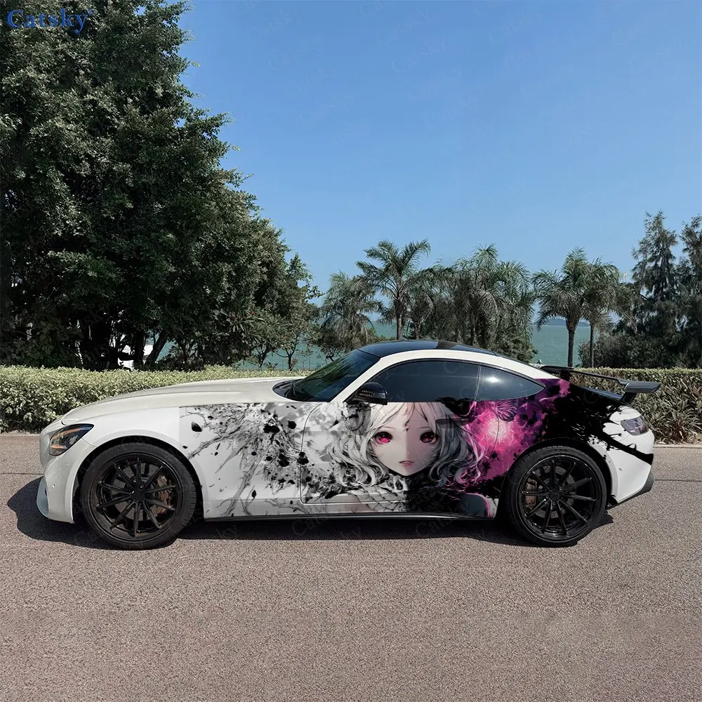 2 Stück Gothic Twin Spirit Realm, Langlebige, Verblassungsresistente, Fahrzeugästhetik Verbessernde Vinyl-Autofolien mit Kühnem Künstlerischem Design Image
