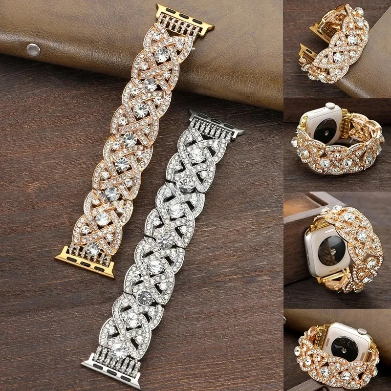 Luxuriöse Strass-Armbänder für Apple Ultra 38mm 42mm 41/45mm 49mm Damen Perlenarmband für iWatch Series 11 10 9 8 7 6 SE 5 4 3 Image