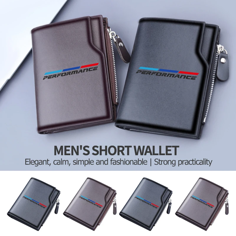 Portefeuille en cuir pour homme avec fermeture éclair pour cartes de crédit, accessoires automobiles pour BMW Séries 1 2 3 5 7 X1 X2 X3 X4 X5 X6 G20 G30 G11 G12