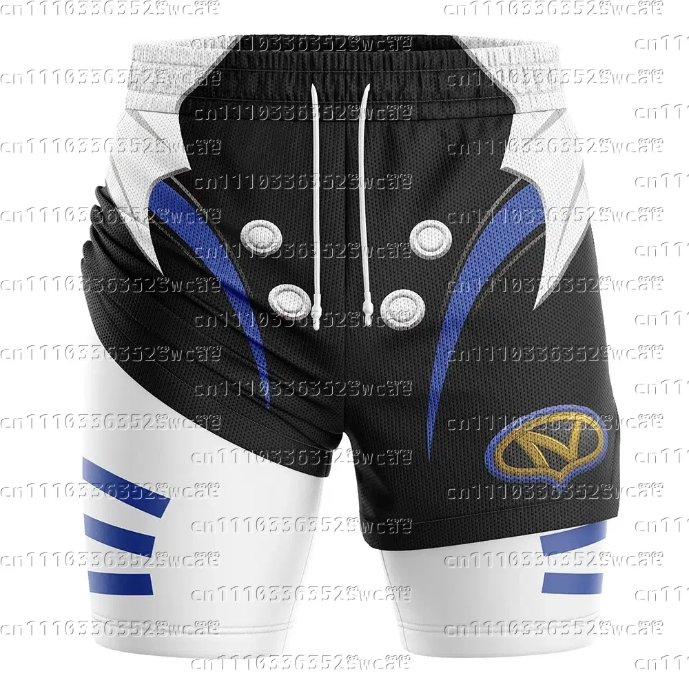 Bandai Periphery Power Rangers Herren-Shorts mit doppelter Schicht, 2-in-1-Performance-Gym-Shorts, Sommer, bequem, leicht, Strand, für die ganze Familie Image