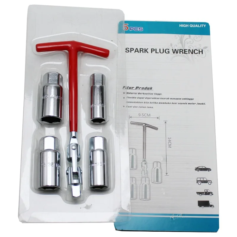 3-in-1 Auto- und Motorrad-Reparaturwerkzeug-Set Zündkerzenentferner Steckschlüssel 16mm & 21mm T-Griff-Schraubenschlüssel