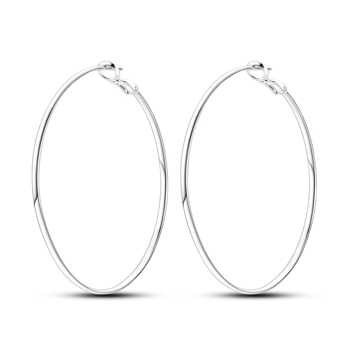 925 Sterling Silber 50MM große Creolen für Damen, glatte, runde Hängeohrringe, Punk-Trendschmuck, Geschenk für Mädchen
