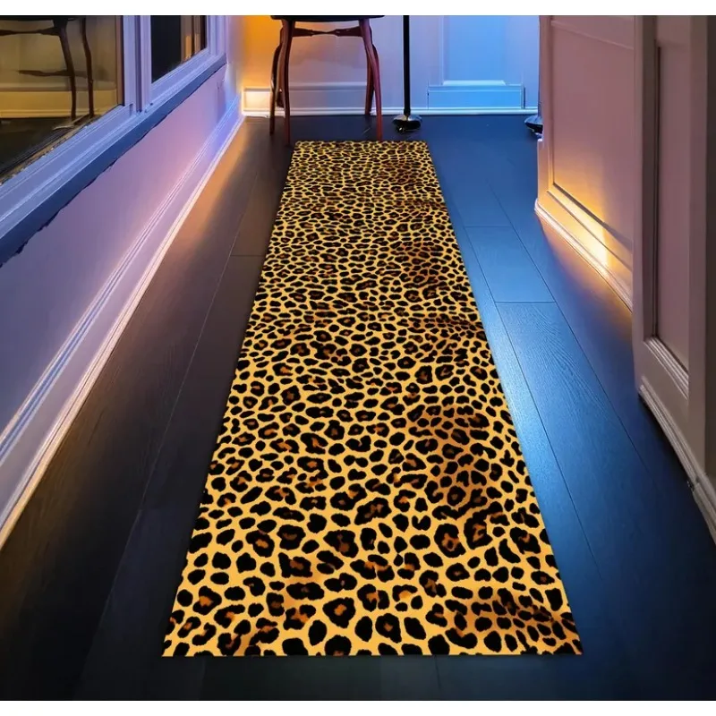 Leopardenmuster Läufer Teppich AAnimal Pelz Textur Druck Home Decor Matte Saugfähiger rutschfester Flur Herbst Winter Dekor Teppich Image
